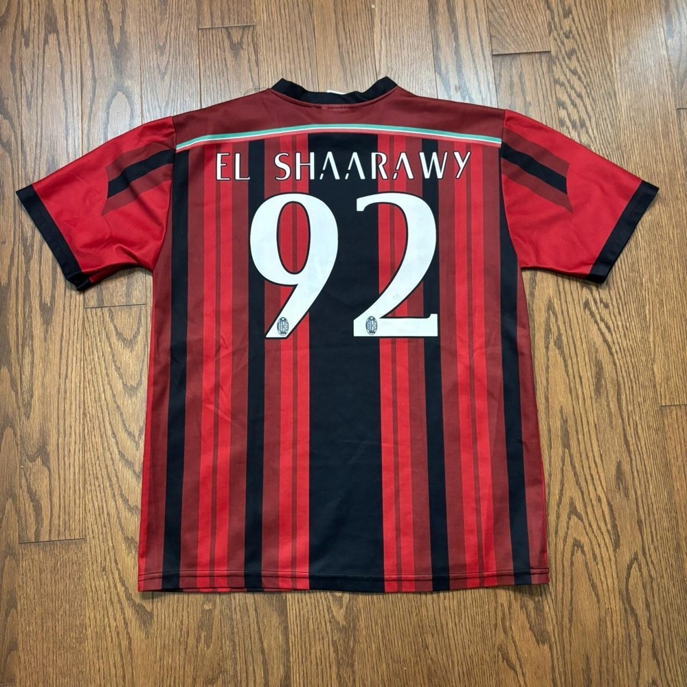 Vintage AC Milan soccer football jersey El Shaarawy kit red black striped